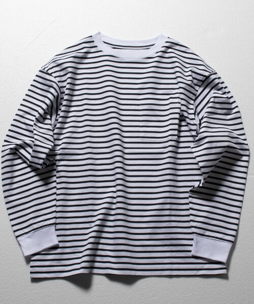 NOLLEY'S goodman（ノーリーズグッドマン）の「ビッグシルエット オーバーサイズ ロングスリーブＴシャツ（※上品感漂うハイゲージ コットン使用）（Tシャツ/カットソー・メンズ・ホワイト/ブラック系その他3/ネイビー/ホワイト系その他4/グレイッシュベージュ・MEDIUM/X-LARGE/SMALL/LARGE）」の11枚目の写真