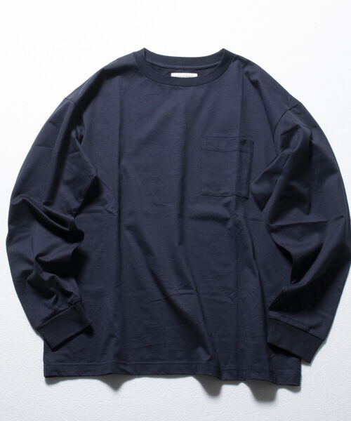 NOLLEY'S goodman（ノーリーズグッドマン）の「ビッグシルエット オーバーサイズ ロングスリーブＴシャツ（※上品感漂うハイゲージ コットン使用）（Tシャツ/カットソー・メンズ・ホワイト/ブラック系その他3/ネイビー/ホワイト系その他4/グレイッシュベージュ・MEDIUM/X-LARGE/SMALL/LARGE）」の15枚目の写真