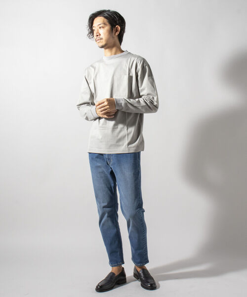 NOLLEY'S goodman（ノーリーズグッドマン）の「ビッグシルエット オーバーサイズ ロングスリーブＴシャツ（※上品感漂うハイゲージ コットン使用）（Tシャツ/カットソー・メンズ・ホワイト/ブラック系その他3/ネイビー/ホワイト系その他4/グレイッシュベージュ・MEDIUM/X-LARGE/SMALL/LARGE）」の16枚目の写真