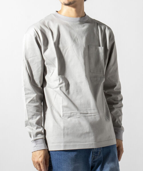 NOLLEY'S goodman（ノーリーズグッドマン）の「ビッグシルエット オーバーサイズ ロングスリーブＴシャツ（※上品感漂うハイゲージ コットン使用）（Tシャツ/カットソー・メンズ・ホワイト/ブラック系その他3/ネイビー/ホワイト系その他4/グレイッシュベージュ・MEDIUM/X-LARGE/SMALL/LARGE）」の17枚目の写真