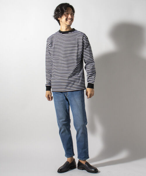 NOLLEY'S goodman（ノーリーズグッドマン）の「ビッグシルエット オーバーサイズ ロングスリーブＴシャツ（※上品感漂うハイゲージ コットン使用）（Tシャツ/カットソー・メンズ・ホワイト/ブラック系その他3/ネイビー/ホワイト系その他4/グレイッシュベージュ・MEDIUM/X-LARGE/SMALL/LARGE）」の20枚目の写真