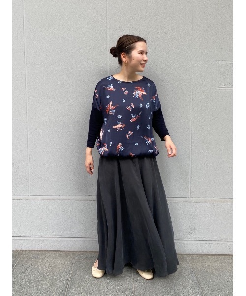 BEARDSLEY（ビアズリー）の「バードリーフプリントニット（ニット/セーター・レディース・ネイビー/ベージュ・FREE）」の14枚目の写真