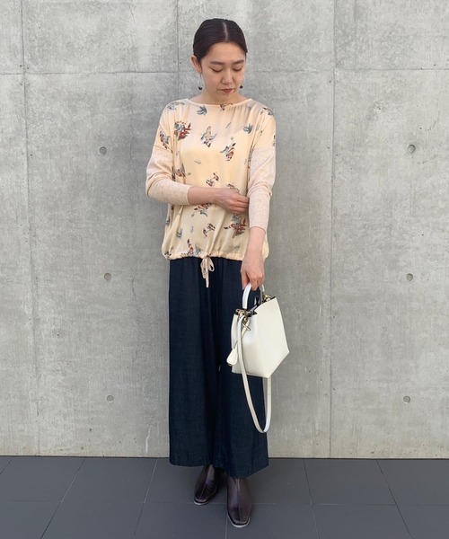 BEARDSLEY（ビアズリー）の「バードリーフプリントニット（ニット/セーター・レディース・ネイビー/ベージュ・FREE）」の19枚目の写真