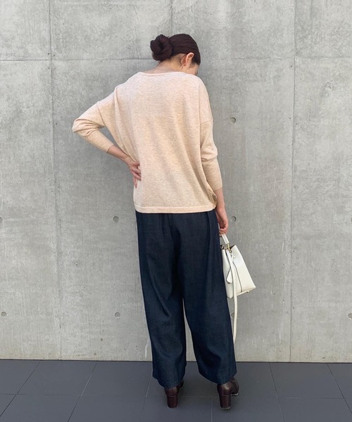 BEARDSLEY（ビアズリー）の「バードリーフプリントニット（ニット/セーター・レディース・ネイビー/ベージュ・FREE）」の20枚目の写真