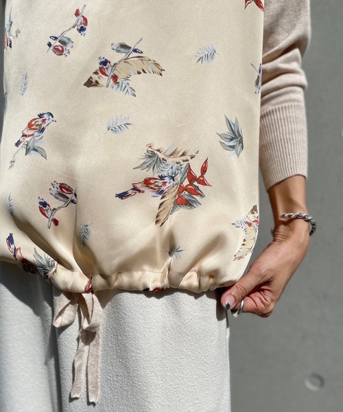 BEARDSLEY（ビアズリー）の「バードリーフプリントニット（ニット/セーター・レディース・ネイビー/ベージュ・FREE）」の22枚目の写真