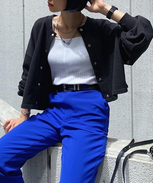 PAGEBOY（ページボーイ）の「ショートウラケカーディガン（カーディガン/ボレロ・レディース・オフホワイト/チャコールグレー/パープル系その他・FREE）」の3枚目の写真