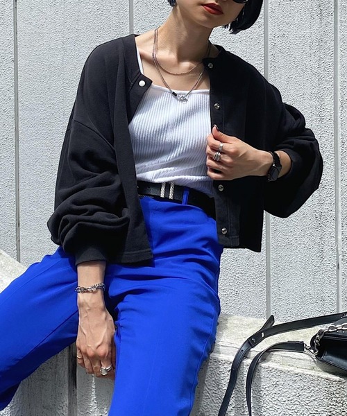 PAGEBOY（ページボーイ）の「ショートウラケカーディガン（カーディガン/ボレロ・レディース・オフホワイト/チャコールグレー/パープル系その他・FREE）」の7枚目の写真