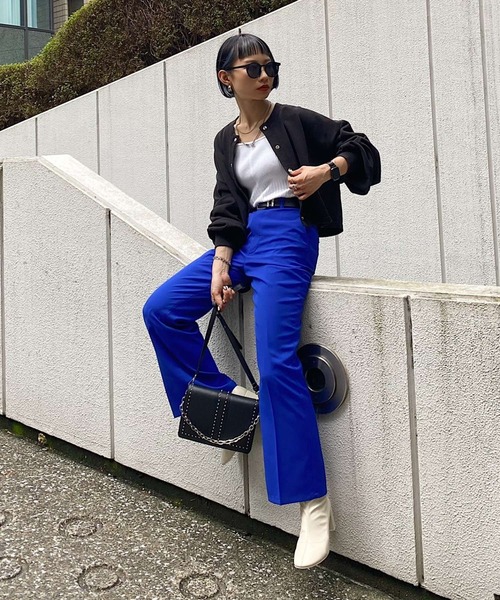 PAGEBOY（ページボーイ）の「ショートウラケカーディガン（カーディガン/ボレロ・レディース・オフホワイト/チャコールグレー/パープル系その他・FREE）」の8枚目の写真