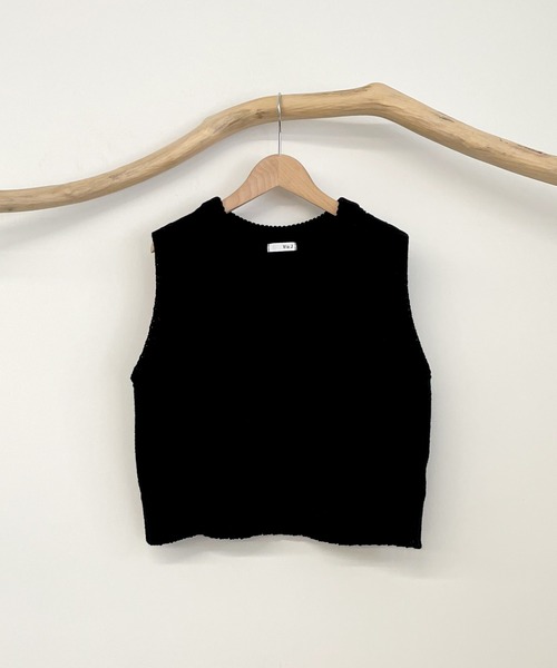 CANAL JEAN（キャナルジーン）の「via j(ヴィアジェイ) Vネックショートニットベスト（ベスト・レディース・ブラック/アイボリー・ONE SIZE）」の10枚目の写真