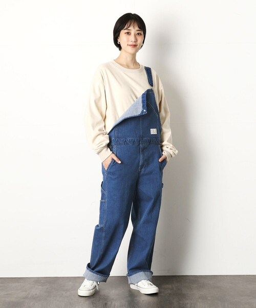 Purple&Yellow(パープルアンドイエロー)の「デニムオーバーオール(サロペット/オーバーオール・メンズ・ワンウォッシュ/ライトインディゴブルー・SMALL/MEDIUM/LARGE)」の6枚目の写真