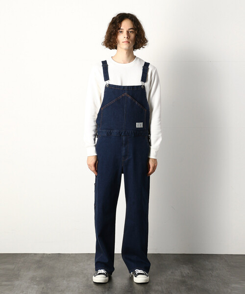 Purple&Yellow(パープルアンドイエロー)の「デニムオーバーオール(サロペット/オーバーオール・メンズ・ワンウォッシュ/ライトインディゴブルー・SMALL/MEDIUM/LARGE)」の8枚目の写真