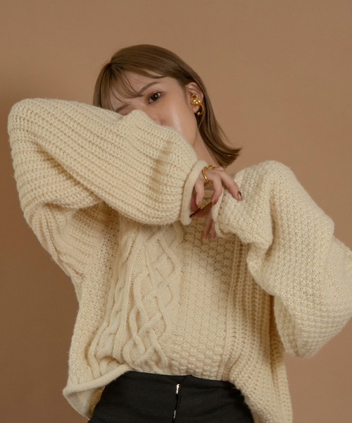 Amiur（エミレ）の「cable change pattern knit（ニット/セーター