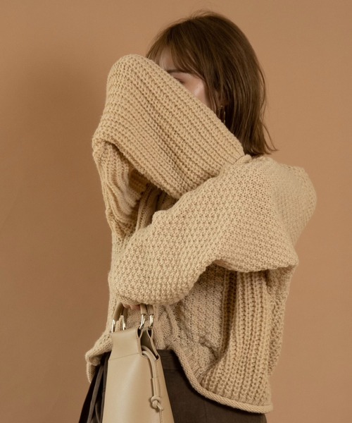 Amiur（エミレ）の「cable change pattern knit（ニット/セーター・レディース・アイボリー/ベージュ・FREE）」の21枚目の写真