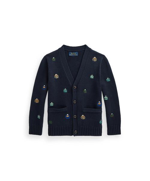 POLO RALPH LAUREN CHILDRENSWEAR(ポロ ラルフ ローレン チルドレンズウェア)の「ラグビーエンブロイダード コットン カーディガン(カーディガン/ボレロ・キッズ・ブルー・4/6/7)」の1枚目の写真