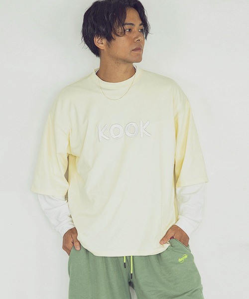 KAGAFURI KAMAKURA(カガフリカマクラ)の「KAGAFURI KAMAKURA(カガフリ カマクラ)KOOK立体刺繍レイヤードTシャツ(Tシャツ/カットソー・メンズ・オフホワイト/ブルー/ダークグレー・M/L)」の1枚目の写真