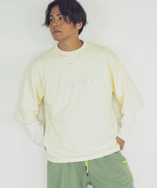 KAGAFURI KAMAKURA(カガフリカマクラ)の「KAGAFURI KAMAKURA(カガフリ カマクラ)KOOK立体刺繍レイヤードTシャツ(Tシャツ/カットソー・メンズ・オフホワイト/ブルー/ダークグレー・M/L)」の4枚目の写真