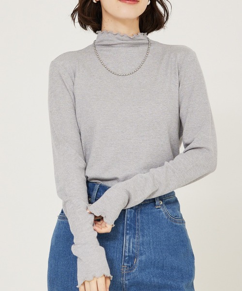 abahouse mavie(アバハウスマヴィ)の「メロウハイネックプルオーバー/レイヤードインナー(Tシャツ/カットソー・レディース・ブラウン/ブラック/パープル系その他/ホワイト/スモークピンク/ダークオレンジ/ライム/ライトグレー・フリー)」の3枚目の写真