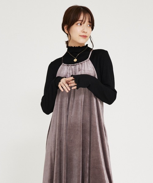 abahouse mavie(アバハウスマヴィ)の「メロウハイネックプルオーバー/レイヤードインナー(Tシャツ/カットソー・レディース・ブラウン/ブラック/パープル系その他/ホワイト/スモークピンク/ダークオレンジ/ライム/ライトグレー・フリー)」の9枚目の写真