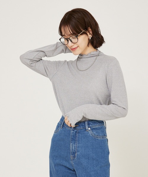 abahouse mavie(アバハウスマヴィ)の「メロウハイネックプルオーバー/レイヤードインナー(Tシャツ/カットソー・レディース・ブラウン/ブラック/パープル系その他/ホワイト/スモークピンク/ダークオレンジ/ライム/ライトグレー・フリー)」の19枚目の写真