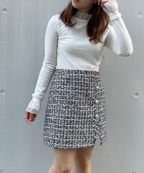 titty＆Co. PETIT（ティティアンドコープティ）の「【titty&Co.PETIT】ラメチェックパールスカパン（スカート・レディース・ブラック/ベージュ/グレー/ピンク・SMALL/LARGE/MEDIUM）」の6枚目の写真