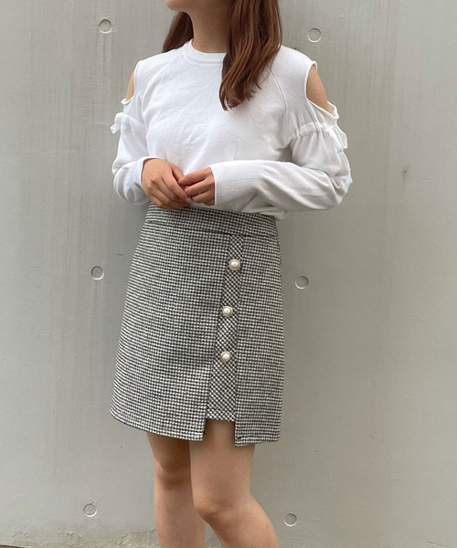 titty＆Co. PETIT（ティティアンドコープティ）の「【titty&Co.PETIT】ラメチェックパールスカパン（スカート・レディース・ブラック/ベージュ/グレー/ピンク・SMALL/LARGE/MEDIUM）」の12枚目の写真