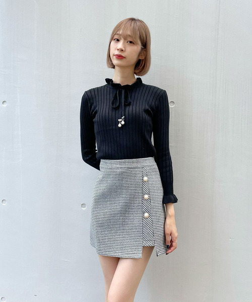 titty＆Co. PETIT（ティティアンドコープティ）の「【titty&Co.PETIT】ラメチェックパールスカパン（スカート・レディース・ブラック/ベージュ/グレー/ピンク・SMALL/LARGE/MEDIUM）」の16枚目の写真