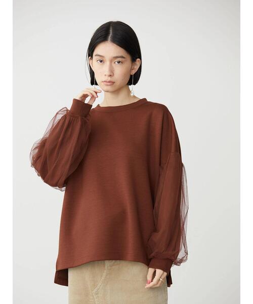 AMERICAN HOLIC(アメリカンホリック)の「チュールスリーブポンチプルオーバー(Tシャツ/カットソー・レディース・ブラック/カーキ/テラコッタ・M/L)」の8枚目の写真