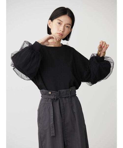 AMERICAN HOLIC(アメリカンホリック)の「チュールスリーブポンチプルオーバー(Tシャツ/カットソー・レディース・ブラック/カーキ/テラコッタ・M/L)」の11枚目の写真