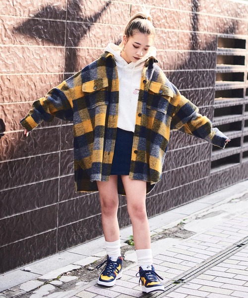 atmos pink(アトモスピンク)の「atmos pink チェック CPOシャツ(シャツ/ブラウス・レディース・イエロー/グリーン・FREE)」の5枚目の写真