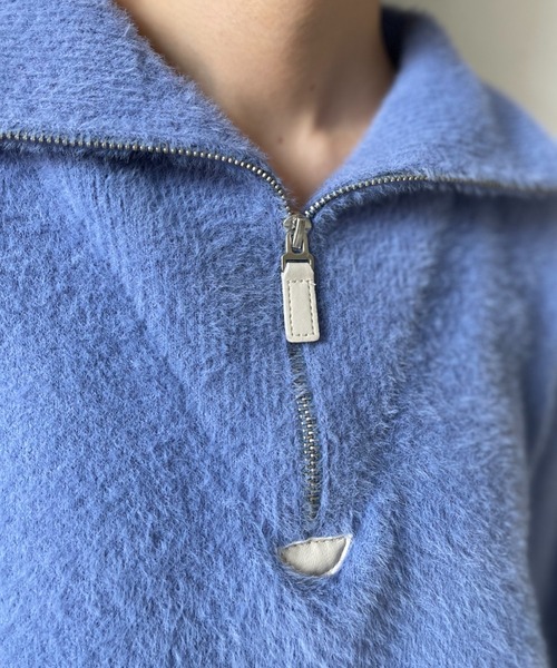 NEUNA（ヌナ）の「モヘアシャギーハーフジップニット（ニット/セーター・レディース・サックスブルー/アイボリー/グレイッシュベージュ・FREE）」の9枚目の写真