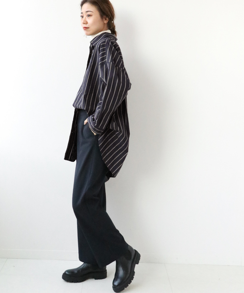 JOURNAL STANDARD relume（ジャーナルスタンダード　レリューム）の「《追加》コットンタイプライターボクシーシャツ◆（シャツ/ブラウス・レディース・ネイビー/ブルー・FREE）」の3枚目の写真