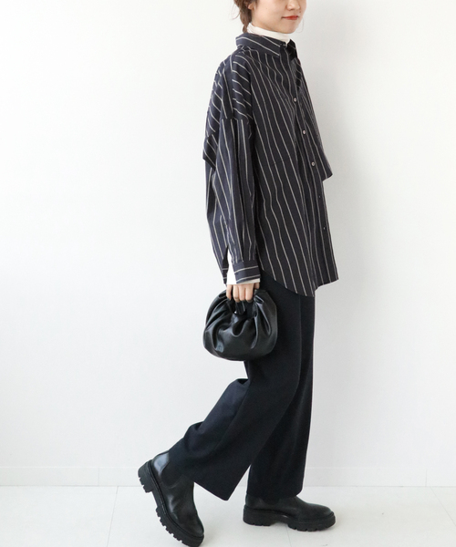 JOURNAL STANDARD relume（ジャーナルスタンダード　レリューム）の「《追加》コットンタイプライターボクシーシャツ◆（シャツ/ブラウス・レディース・ネイビー/ブルー・FREE）」の4枚目の写真