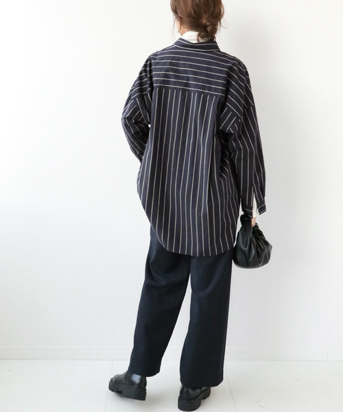 JOURNAL STANDARD relume（ジャーナルスタンダード　レリューム）の「《追加》コットンタイプライターボクシーシャツ◆（シャツ/ブラウス・レディース・ネイビー/ブルー・FREE）」の5枚目の写真