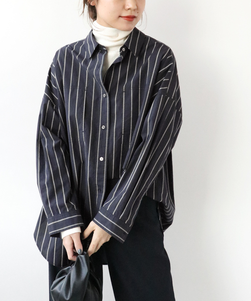 JOURNAL STANDARD relume（ジャーナルスタンダード　レリューム）の「《追加》コットンタイプライターボクシーシャツ◆（シャツ/ブラウス・レディース・ネイビー/ブルー・FREE）」の7枚目の写真