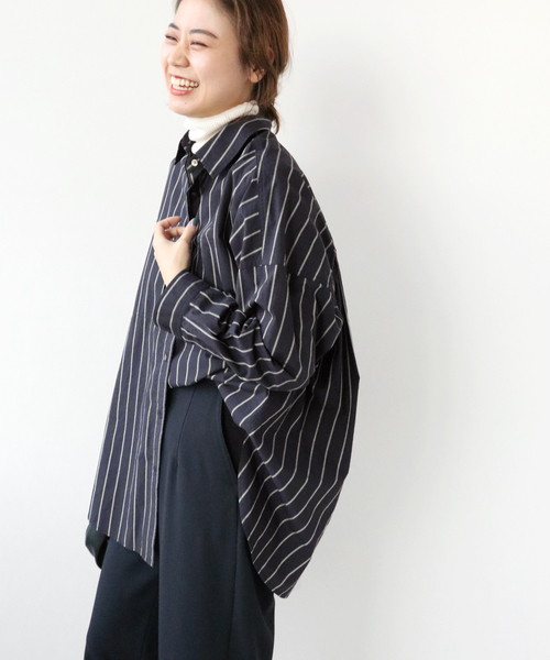 JOURNAL STANDARD relume（ジャーナルスタンダード　レリューム）の「《追加》コットンタイプライターボクシーシャツ◆（シャツ/ブラウス・レディース・ネイビー/ブルー・FREE）」の8枚目の写真