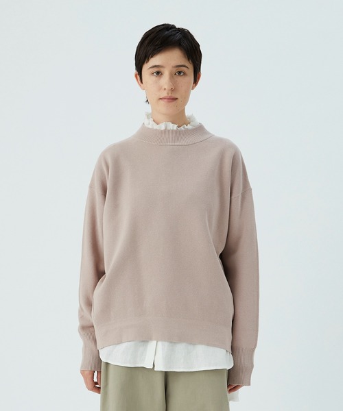 conges payes ADIEU TRISTESSE(コンジェ ペイエ アデュートリステス)の「ZHICAIミラノリブ後ろ釦プルオーバー(ニット/セーター・レディース・ブラック/ベージュ/ピンク・FREE)」の4枚目の写真