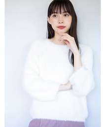 シャギーUネックニット