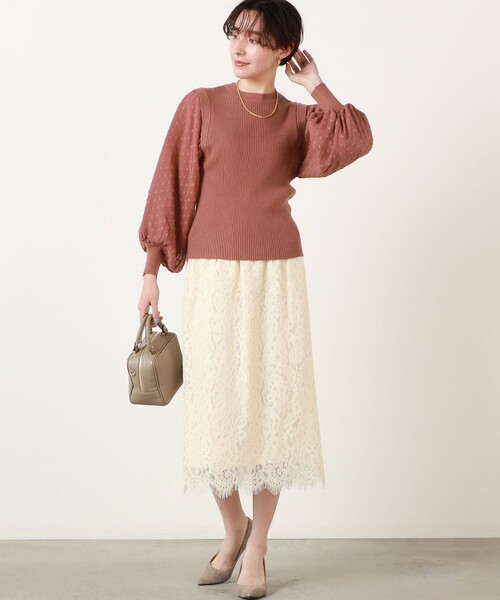 Torrazzo Donna（トラッゾドンナ）の「◇【WEB限定】【TORRAZZO DONNA/ トラッゾドンナ】バルーンシフォンドットニット（ニット/セーター・レディース・キナリ/グレイッシュブルー/ワイン/ブラック・FREE）」の7枚目の写真