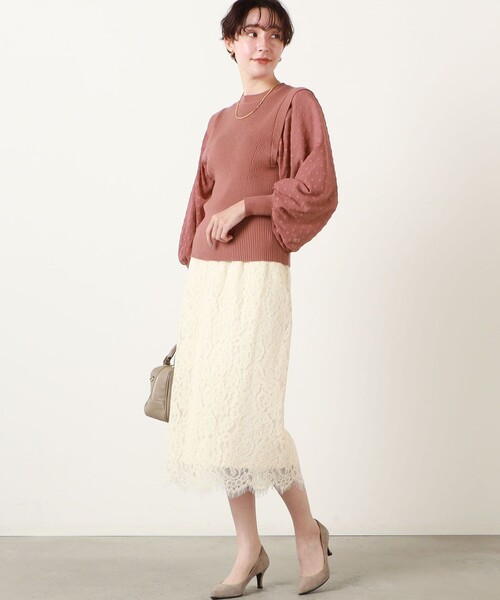 Torrazzo Donna（トラッゾドンナ）の「◇【WEB限定】【TORRAZZO DONNA/ トラッゾドンナ】バルーンシフォンドットニット（ニット/セーター・レディース・キナリ/グレイッシュブルー/ワイン/ブラック・FREE）」の8枚目の写真