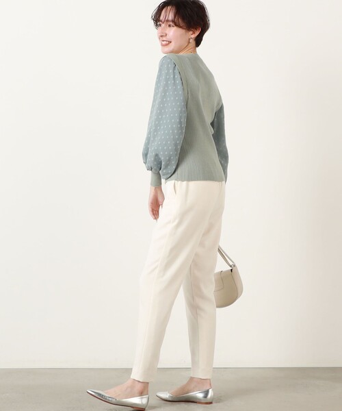 Torrazzo Donna（トラッゾドンナ）の「◇【WEB限定】【TORRAZZO DONNA/ トラッゾドンナ】バルーンシフォンドットニット（ニット/セーター・レディース・キナリ/グレイッシュブルー/ワイン/ブラック・FREE）」の12枚目の写真