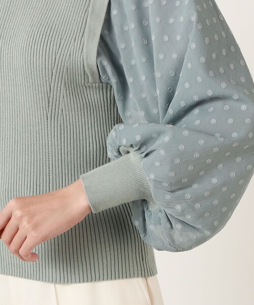 Torrazzo Donna（トラッゾドンナ）の「◇【WEB限定】【TORRAZZO DONNA/ トラッゾドンナ】バルーンシフォンドットニット（ニット/セーター・レディース・キナリ/グレイッシュブルー/ワイン/ブラック・FREE）」の17枚目の写真