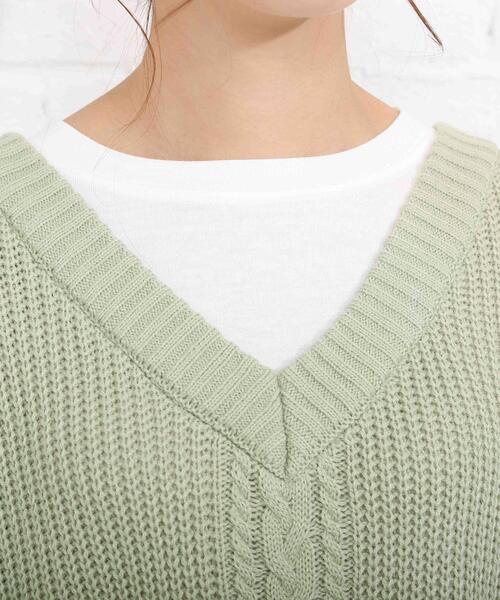 SHOO・LA・RUE（シューラルー）の「◆バックレースアップ　レイヤード風ニット（ニット/セーター・レディース・パープル/ライトグリーン/アイボリー/ベビーピンク・00）」の10枚目の写真