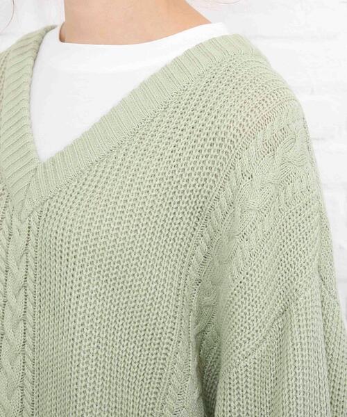 SHOO・LA・RUE（シューラルー）の「◆バックレースアップ　レイヤード風ニット（ニット/セーター・レディース・パープル/ライトグリーン/アイボリー/ベビーピンク・00）」の11枚目の写真