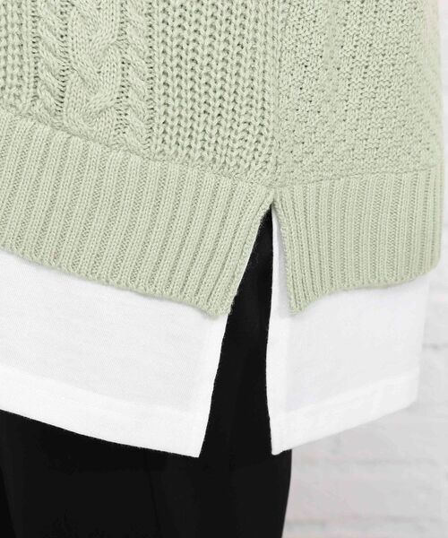 SHOO・LA・RUE（シューラルー）の「◆バックレースアップ　レイヤード風ニット（ニット/セーター・レディース・パープル/ライトグリーン/アイボリー/ベビーピンク・00）」の15枚目の写真