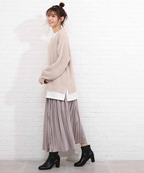 SHOO・LA・RUE（シューラルー）の「◆バックレースアップ　レイヤード風ニット（ニット/セーター・レディース・パープル/ライトグリーン/アイボリー/ベビーピンク・00）」の19枚目の写真