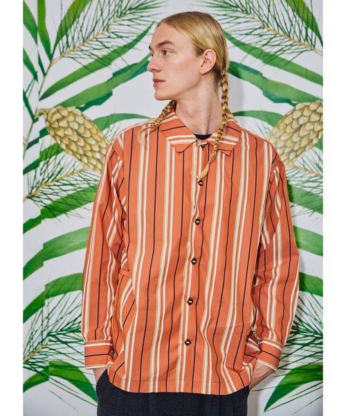 AlexanderLeeChang（アレキサンダーリーチャン）の「AlexanderLeeChang アレキサンダーリーチャン / STRIPE SEO-L SHIRTS ビッグシルエットストライプシャツ 背負えるシャツ / AC022202（シャツ/ブラウス・メンズ・ネイビー/オレンジ/スカイブルー・3/2）」の3枚目の写真