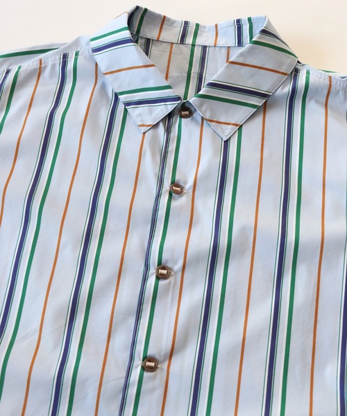 AlexanderLeeChang（アレキサンダーリーチャン）の「AlexanderLeeChang アレキサンダーリーチャン / STRIPE SEO-L SHIRTS ビッグシルエットストライプシャツ 背負えるシャツ / AC022202（シャツ/ブラウス・メンズ・ネイビー/オレンジ/スカイブルー・3/2）」の7枚目の写真