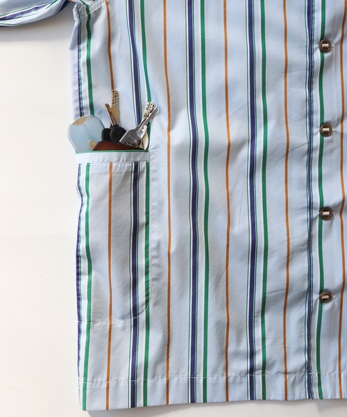 AlexanderLeeChang（アレキサンダーリーチャン）の「AlexanderLeeChang アレキサンダーリーチャン / STRIPE SEO-L SHIRTS ビッグシルエットストライプシャツ 背負えるシャツ / AC022202（シャツ/ブラウス・メンズ・ネイビー/オレンジ/スカイブルー・3/2）」の10枚目の写真