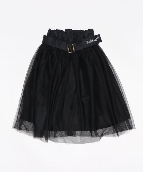 PINKHUNT(ピンクハント)の「PINKHUNT チュール重ねスカート 6528K(デニムスカート・キッズ・ブラック/ホワイト・130cm/140cm/150cm/160cm/120cm)」の4枚目の写真