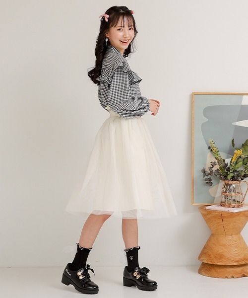 PINKHUNT(ピンクハント)の「PINKHUNT チュール重ねスカート 6528K(デニムスカート・キッズ・ブラック/ホワイト・130cm/140cm/150cm/160cm/120cm)」の11枚目の写真